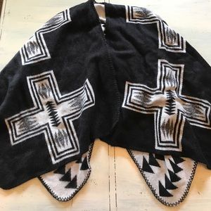 Reversible blanket poncho